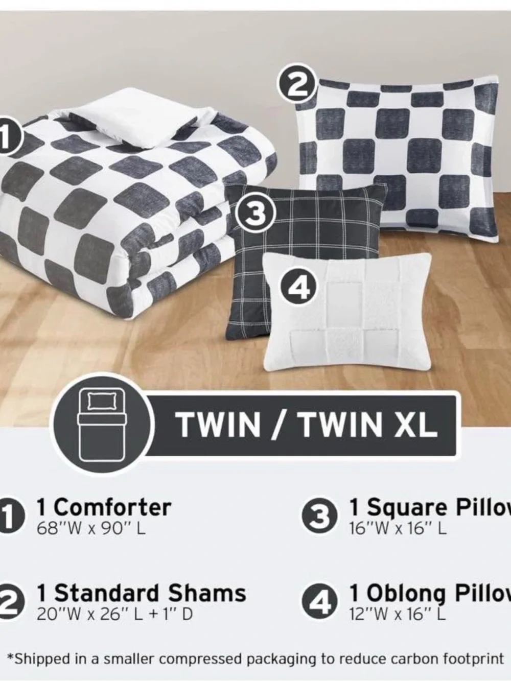Checker Cluster Black and White Comforter Set Twin XL NEW